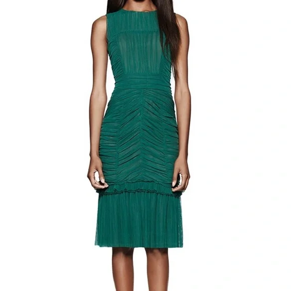 SOLD Tory Burch Ethel green tulle ruched dress - Picture 1 of 8
